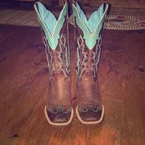 Ariat teal and brown boots size 8.5
